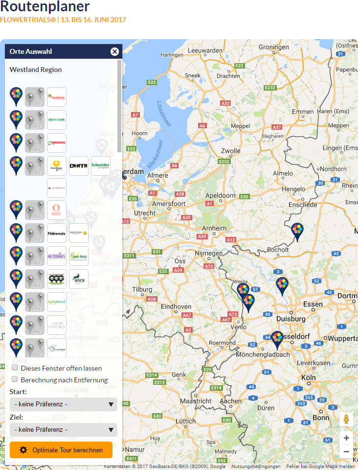 Routenplaner FlowerTrials