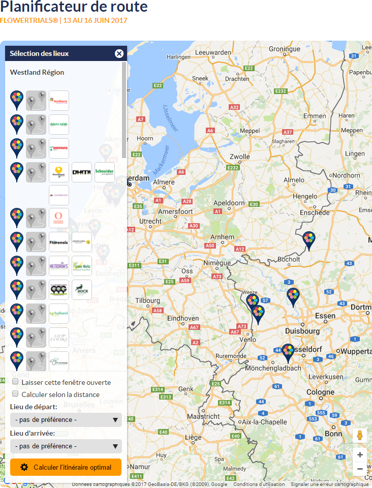 Planificateur de route FlowerTrials